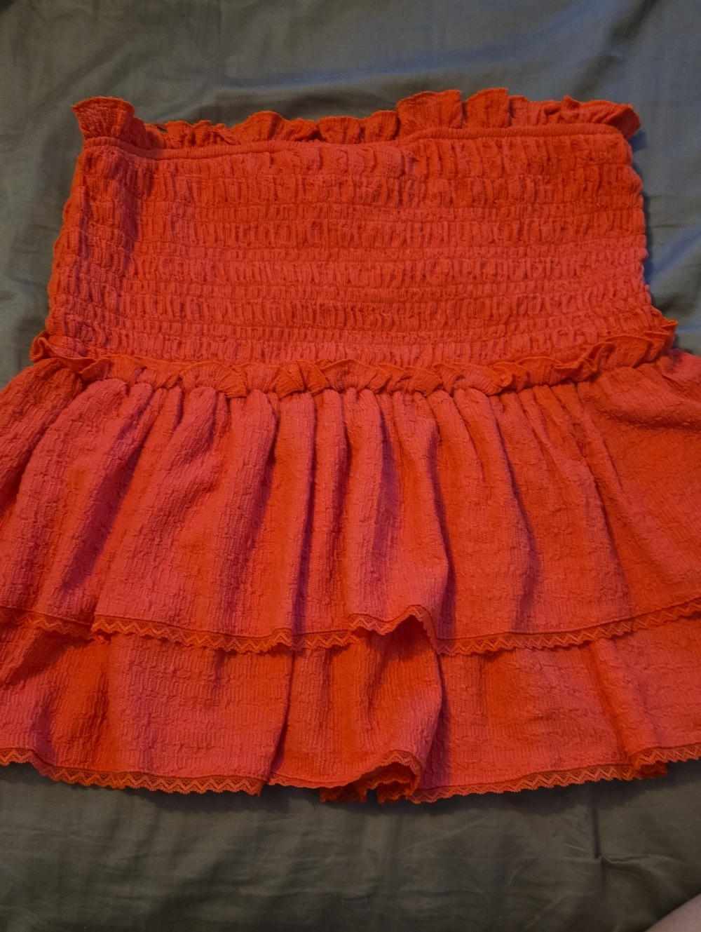 Pink Lily Bright Coral Smocked Tube Top
